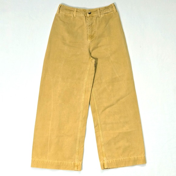 Free People Pants - We The Free People Wide Leg Pants Womens High Rise Cropped Khaki Pumpkin Size 24